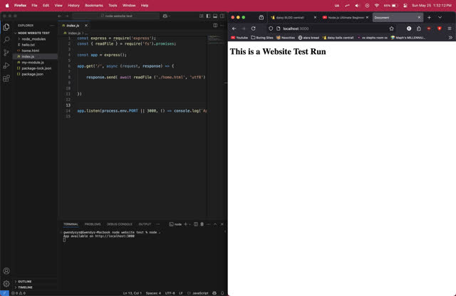 my first node website