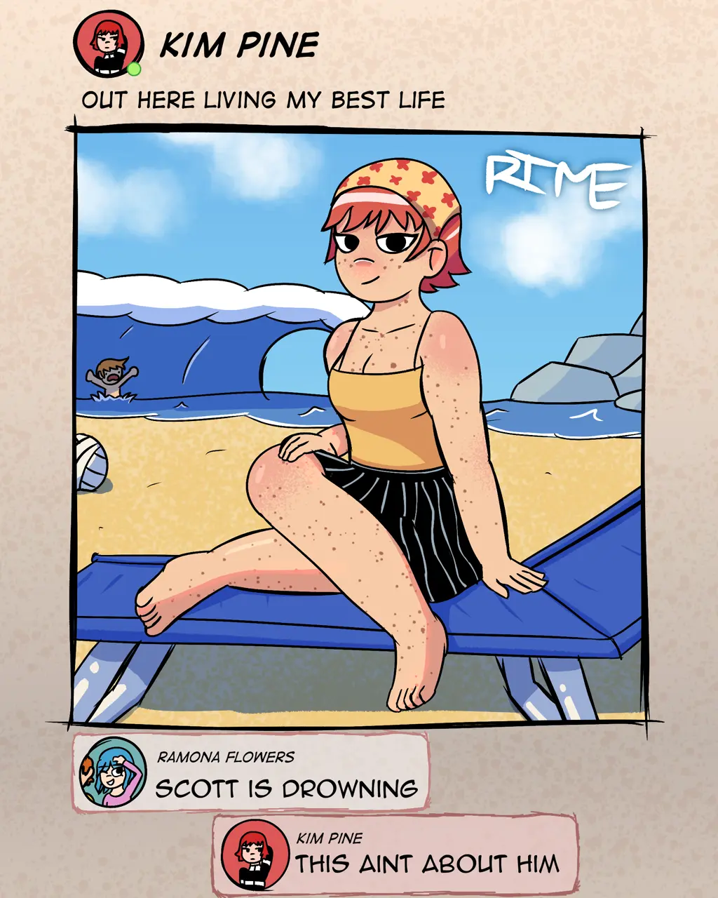 kim pine on the beach!