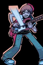 comic book style full body image of boy playing guitar