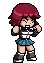 pixel art girl with red hair celebrating