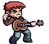 pixel art man playing acoustic guitar